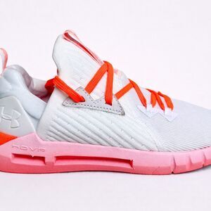 Under Armour HOVR SLK Women’s 7.5 White Pink Coral Slip On Sneakers Athleisure